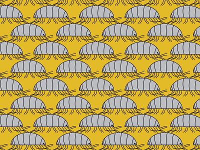 Pillbug Pattern 70s allover print armor colorful crustacean cubism gray grey insect mustard pattern design repeat pattern simple shapes simplification vector