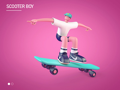 scooter boy 3d art branding c4d design icon illustration model modeling ui