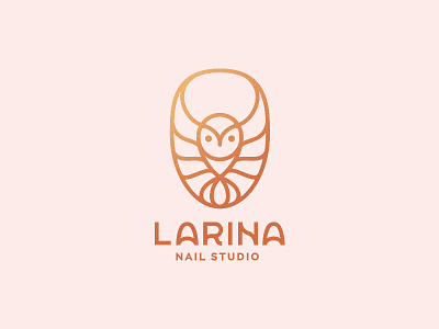 Larina - nail studio beauty gold line logo manicure master nail owl pedicure studio