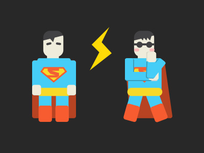 Superman black blue cute flat illustration red superman