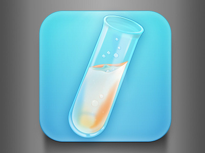Test tube icon app glass glossy icon liquid test tube tube water