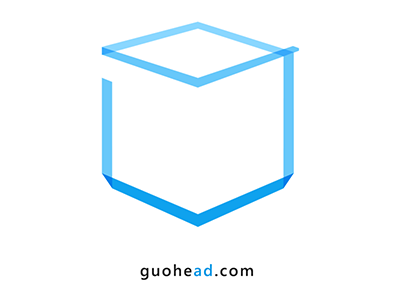 Guohe Ad logo blue box cube line logo