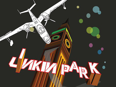 LINKIN PARK airplane color gothic illustration tower