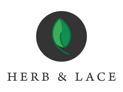 Herb & lace logo(sample) black circle green leaf logo