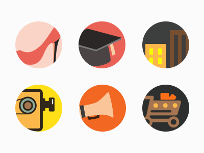 Icon set for ppt... building cute film flat high heels horn icon movie nuandao projector shoppingcart trencher cap