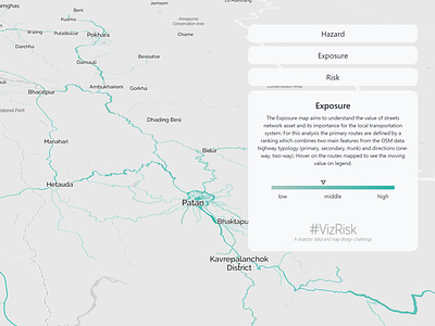 VizRisk Nepal Landslides - Exposure data data analysis data mining data visualisation data visualization dataviz geographic infographic design interactive map maps open data risk storytelling uiux