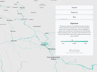 VizRisk Nepal Landslides - Exposure data data analysis data mining data visualisation data visualization dataviz geographic infographic design interactive map maps open data risk storytelling uiux