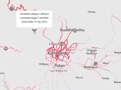 VizRisk Nepal Landslides - PopUp big data chart data data visualisation data visualization data viz dataviz design digital geographic illustration information information design interactive map labeldesign mapbox open data popup storytelling ui