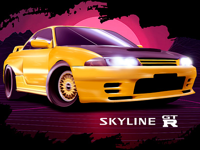 Nissan GT-R R32 car gtr illustration nissan retro skyline