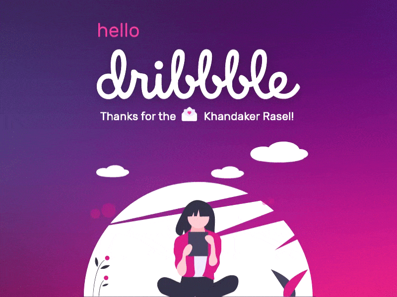 Hello Dribbble! adobe xd debut gif gradients hello dribbble thank you transitions