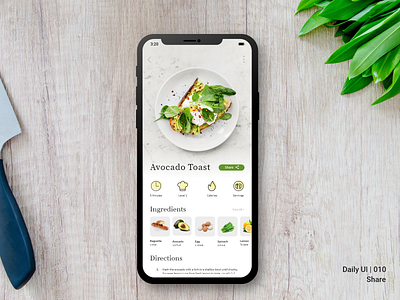 Daily UI Challenge #010 - Share 010 concept cooking dailyui ios mobile mockup recipe app share button ux design wireframe