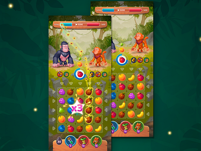 UI for Cranky Monkey casual game game match 3 ui