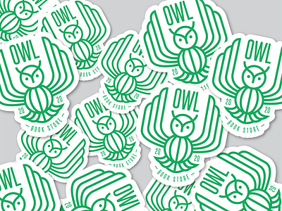 owl - book store - stikers art branding challenge design flat icon identity illustrator logo minimal owl sticker vector
