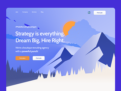 homepage for recruiting agency with mountains