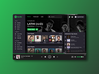 Spotify - UI Redesign Concept by Asyrafulibad on Dribbble