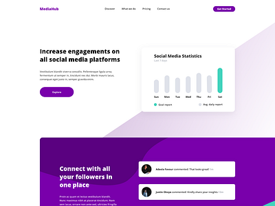 Social Media Management Brand Landing Page Design adobexd design illustration landing page design minimalist socialmedia ui webdesigner