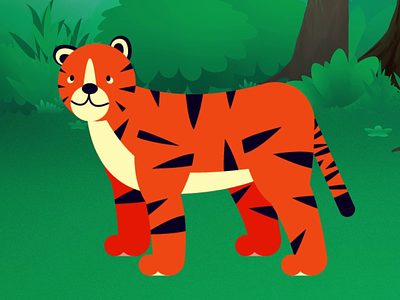 tiger character process after effects animal animation character animation character design childrens illustration graphics jungle motion graphics vector art