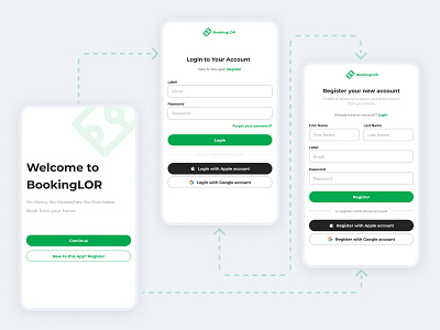 Booking Court App 2.0 - Login & Register Flow button copy copywriting inputform layout register login login register login screen register register screen rentapp sign in sign in screen sign up signup ui ui design uiux ux design