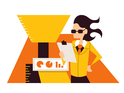 Cool Office Guy 1 analytics cool design flat funnel hipster illustration illustrator office orange photoshop smart statistics vector yellow