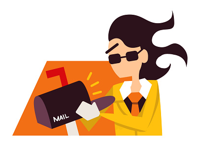 Cool Office Guy 6 cool design email empty flat hipster illustration illustrator inbox mail mailbox office orange photoshop sunglasses vector yellow