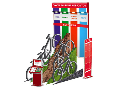 Schwinn Store display 3d bikes design display enviroment illustration render