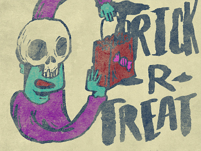 Trick or Treat drawing gorilla grunge halloween hand lettering illustration ink monster poster skull texture type