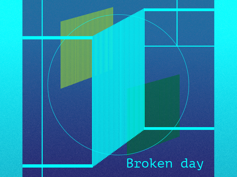 Broken day cosmic colourful broken square circles shapes geometry geometric illustration geometric design vector illustration design
