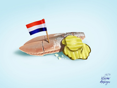 Herring: The tiny fish that the Dutch love blue dutch fish food herring illustrations kikiwdesign procreate