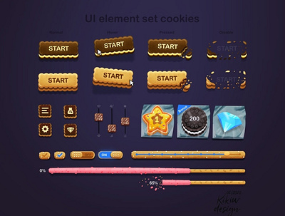 Revive UI elements look and feel, Cookies! candy concept cookies creative cta button food illustrations kikiwdesign procreate purple ui