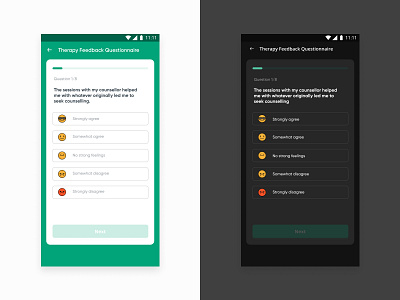 Feedback Questionnaire Design app app ui design mental health mobile app product design ui design uiux uxdesign