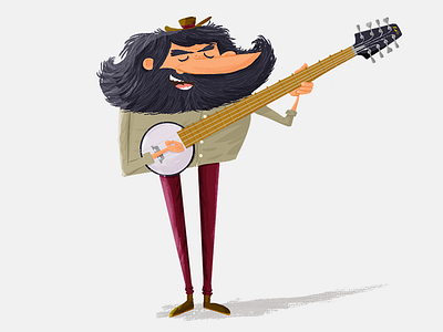 Banjo days! banjo character design illustration