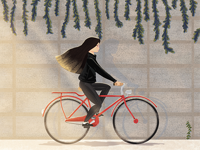 Ride bicycle illustration ride sunset