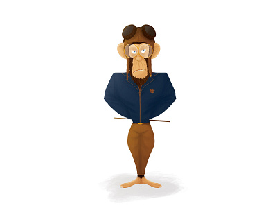 HB Monkey aviator character design illustration monkey