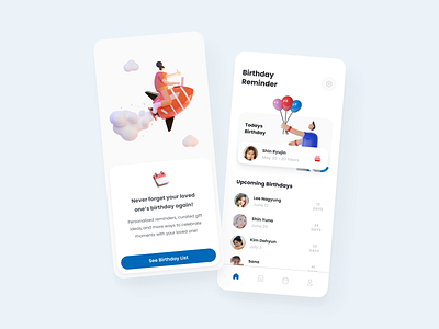 Birthday Reminder App app birthday birthday app design reminder reminder app ui ui design ux
