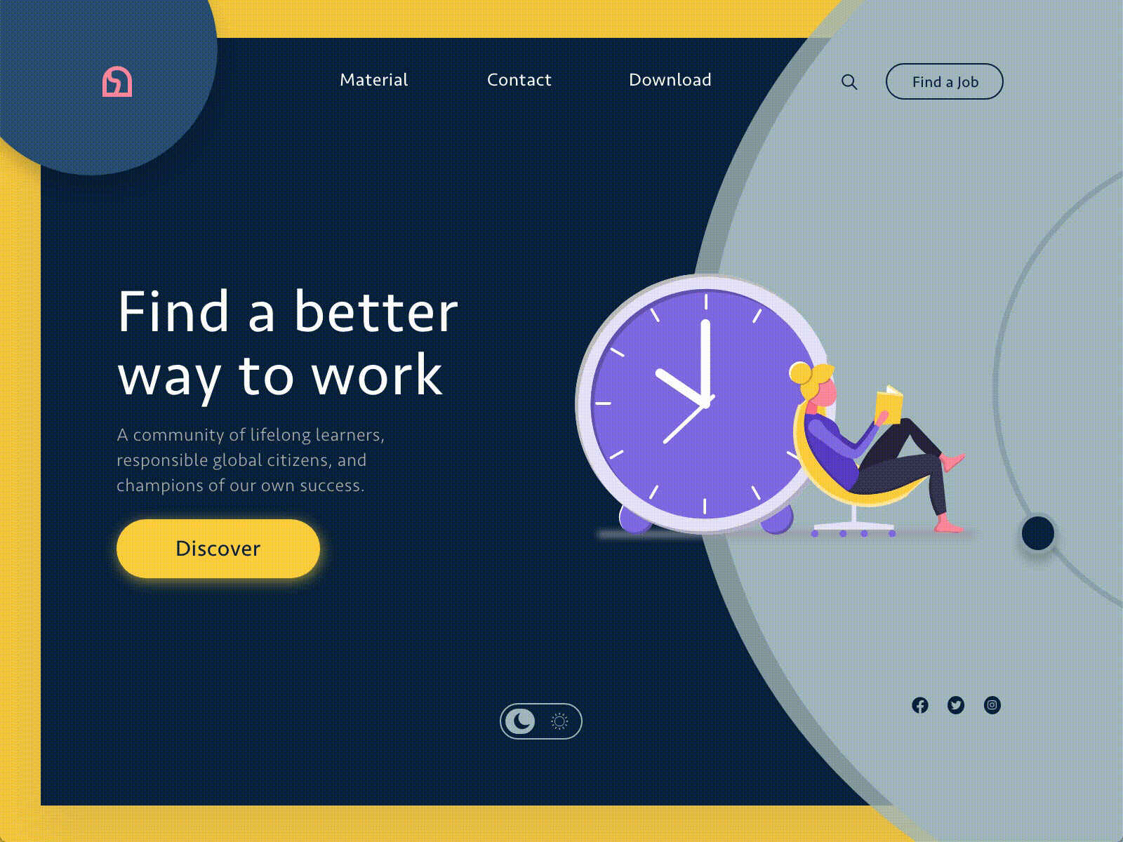 Landing Page Animation Gif 2020 design 2020 trend adobe xd animation animation design clock dark mode dark theme design gif animation landing page landing page design ui uidesign ux web