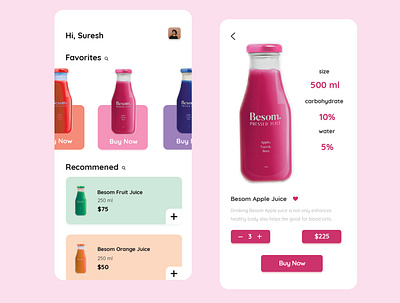 Juice App UI Design ui