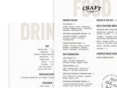 Craft Kafe Menu clean design layout print design simple typography