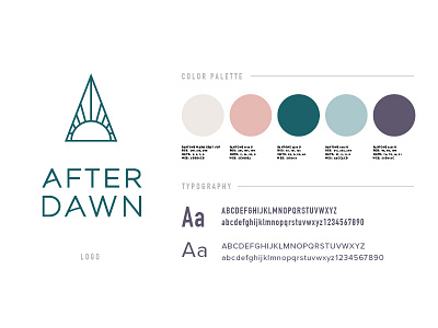After Dawn Brand Board brand identity branding color palette crystals identity jewelry typography yoga