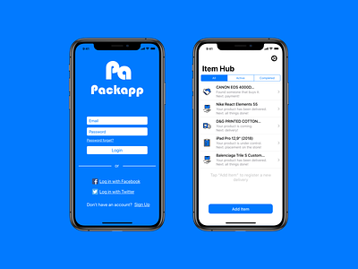 Daily Challenge - Packapp amazon app apple blue blur branding clean design graphic design ios iphone login shopping ui ux vector