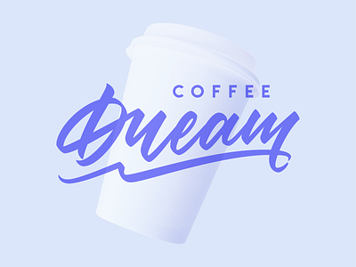 Dream Coffee Logo Lettering 2d brand branding clean coffee cup flat graphic design handlettering lettering logo logodesign logotype minimal purple simple violet