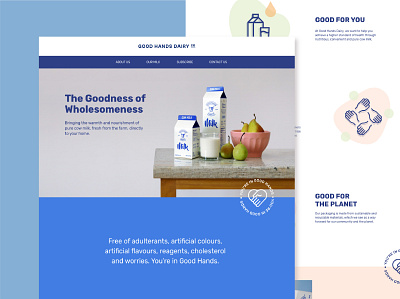 Good Hands Dairy Website adobe app branding communication design dailyui design graphic design homepage illustration interface landingpage mobile motion graphics product design ui ux uxdesign visual design webdesign webpage