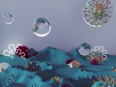 Bubbled Corals 3danimation abstract adobe adobe photoshop adobedimension animation blender blender3d c4d cinema4d communication design digital design experiencedesign illustration visual art visual design