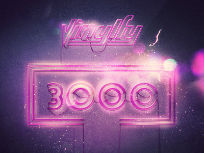 Vinylfy 3000 Signups 3000 ad advertising flyer lights neon night numbers promo publicidad puple viral