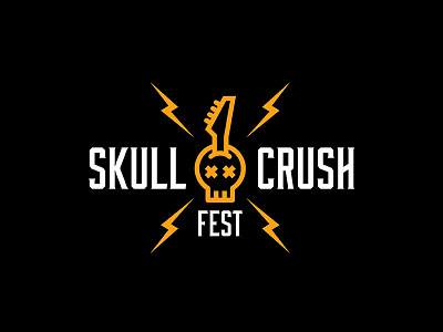 Skull Crush Fest Logo brand electric fest guitar lightning logo metal poster rock skull