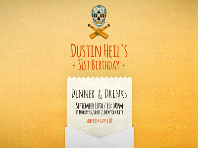 Birthday Party Invitation birthday card dinner dj don julios drinks invitation mexico music new york sexy skull