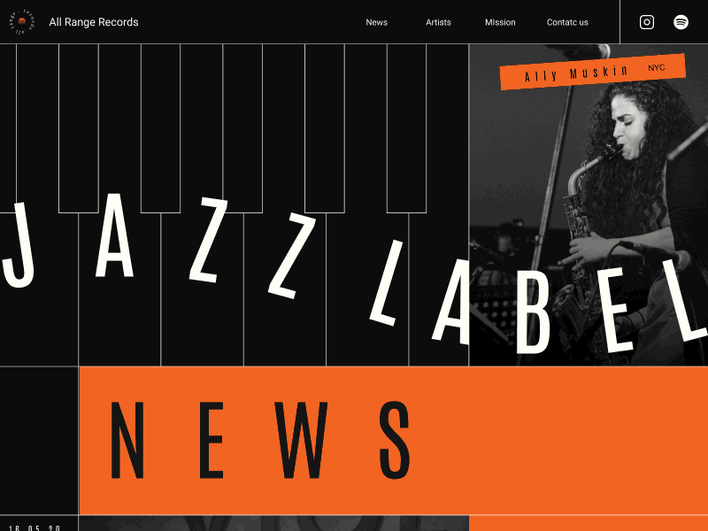 Jazz Label - Home Scrolling Animation branding dark desktop flat header lines music ui uxui web