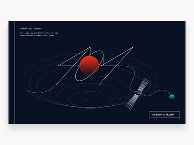 Dark Space Trip - 404 Error Page Not Found 404 404 error 404 page dark desktop error fade illustration interface lines planet retro retro design satellite sonar space strokes ui web