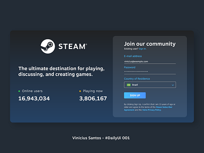 Daily UI- Sign Up Steam Redesign