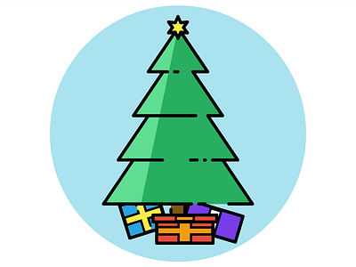 Happy Holidays! christmas christmas tree flat gifts holiday line presents stroke tree