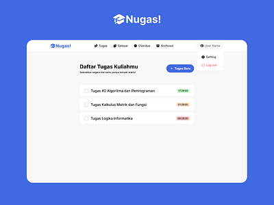 Nugas! - Todo List App for Student education flat design productivity student todo todolist ui website